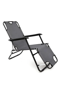 Litus Katlanır Şezlong Plaj Şezlongu Portatif Kamp Sandalyesi Ve Bahçe Şezlongu - Gri